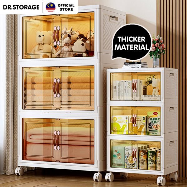 DR.STORAGE 3/5 Layers Large Capacity Storage Cabinet Folable Storage Cabinet Almari Pakaian