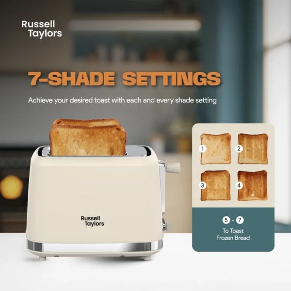 Russell Taylors Retro Toaster RT-10, 𝟳 𝗦𝗵𝗮𝗱𝗲 𝗦𝗲𝘁𝘁𝗶𝗻𝗴𝘀, 2 Years Warranty