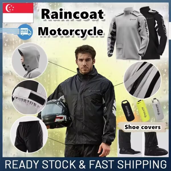 [✅SG Ready Stock] Three Layer PVC Premium Raincoat Motorcycle Single Raincoat With hidden shoe cover