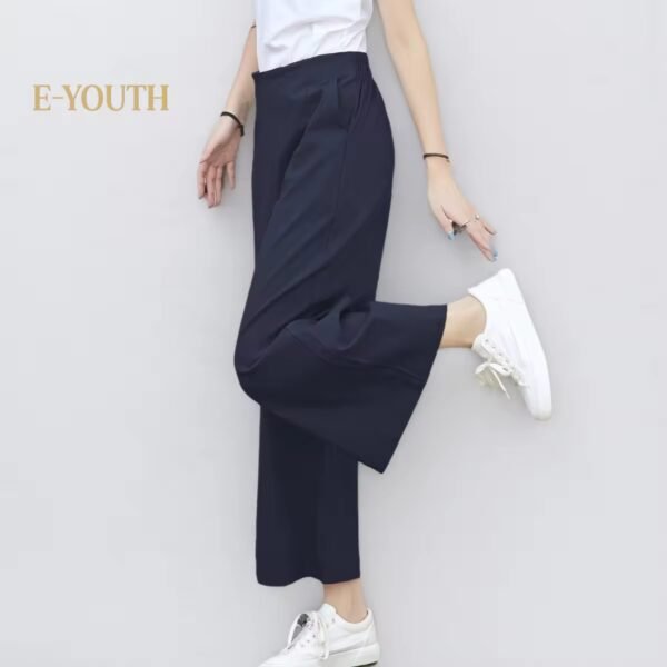 Eyouth 1062 women casual pants wide leg high waist culottes