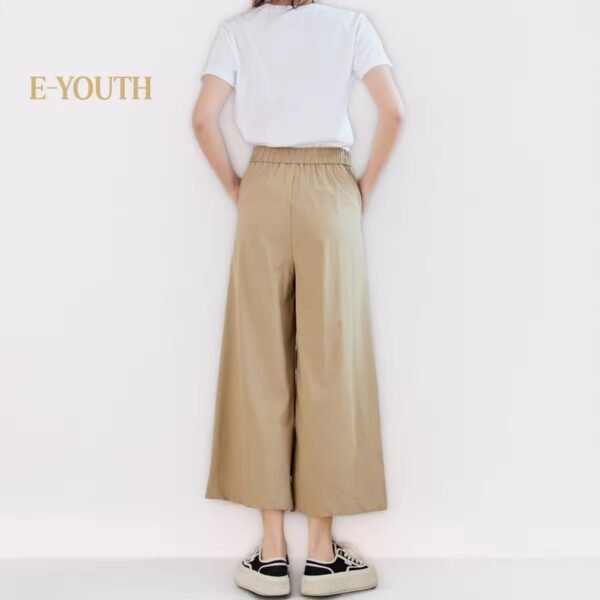 Eyouth 1062 women casual pants wide leg high waist culottes